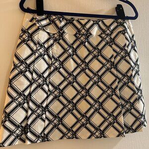 Pleated Black and White Print Golf Skort